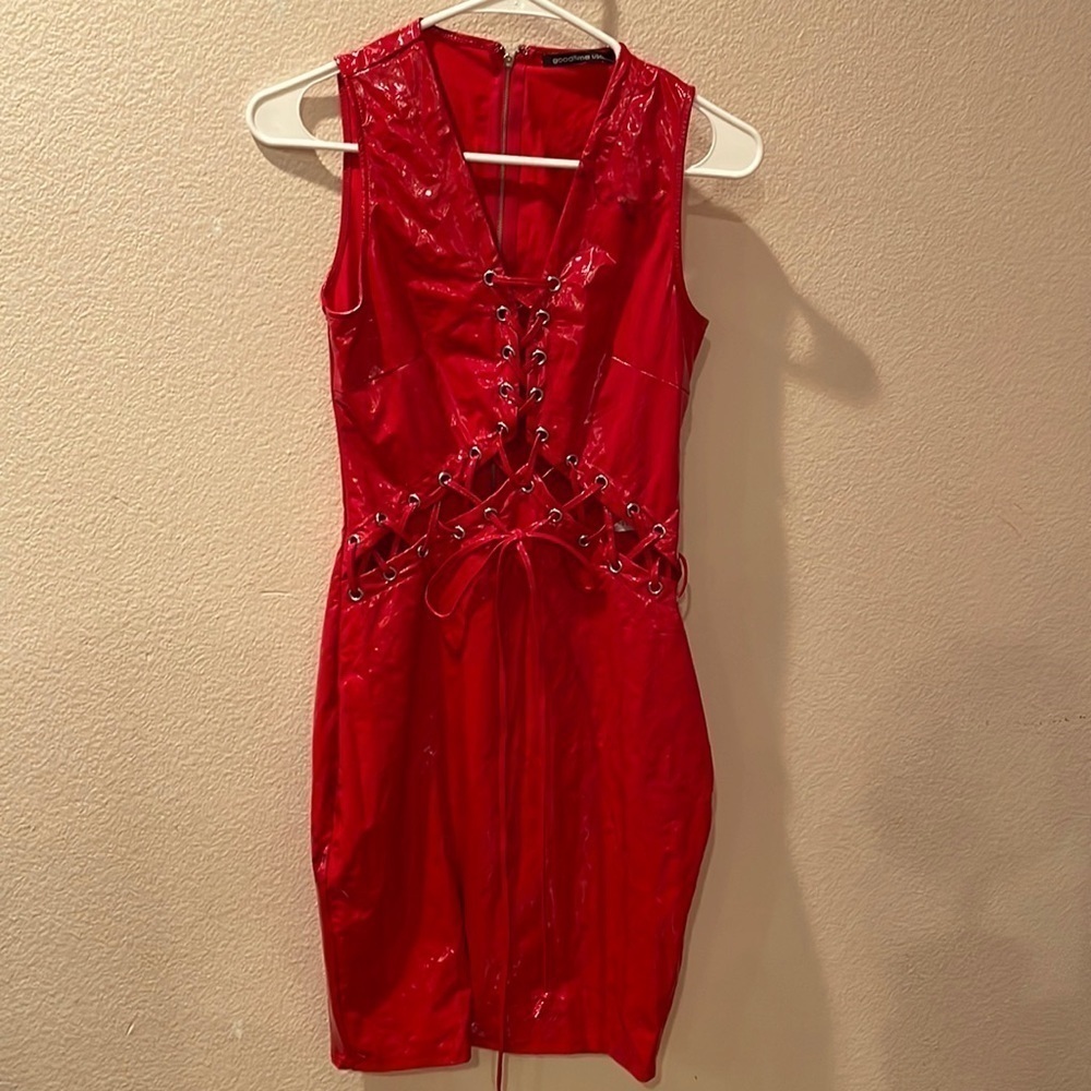 WOMENS FAUX LEATHER GOODTIME USA Red dress SIZE S SMALL